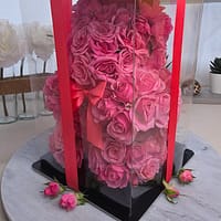 Emballé Ourson en roses naturelles - fait main
