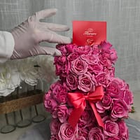 Fait main Ourson en roses naturelles - fait main