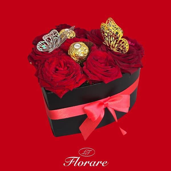 coeur noir Boîte à fleurs cœur — 10 roses fraîches au choix | Florare